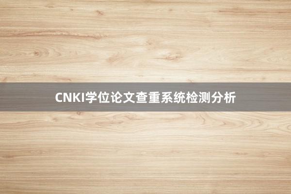 CNKI学位论文查重系统检测分析